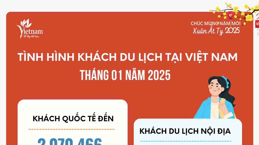 [Infographic] Tình hình khách du lịch tháng 1 năm 2025