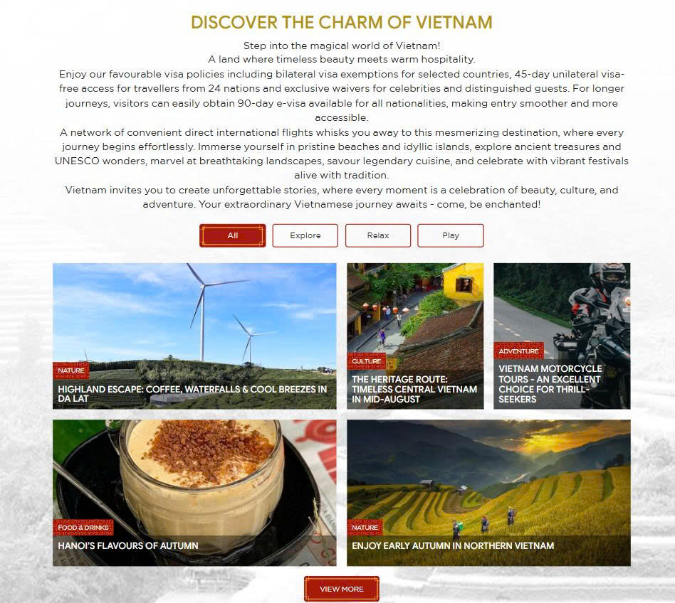 Website vietnam.travel - Cửa ngõ số đưa du lịch Việt Nam ra thế giới